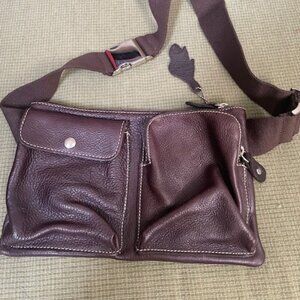 Roots Dark Brown Soft Leather Belt Bag